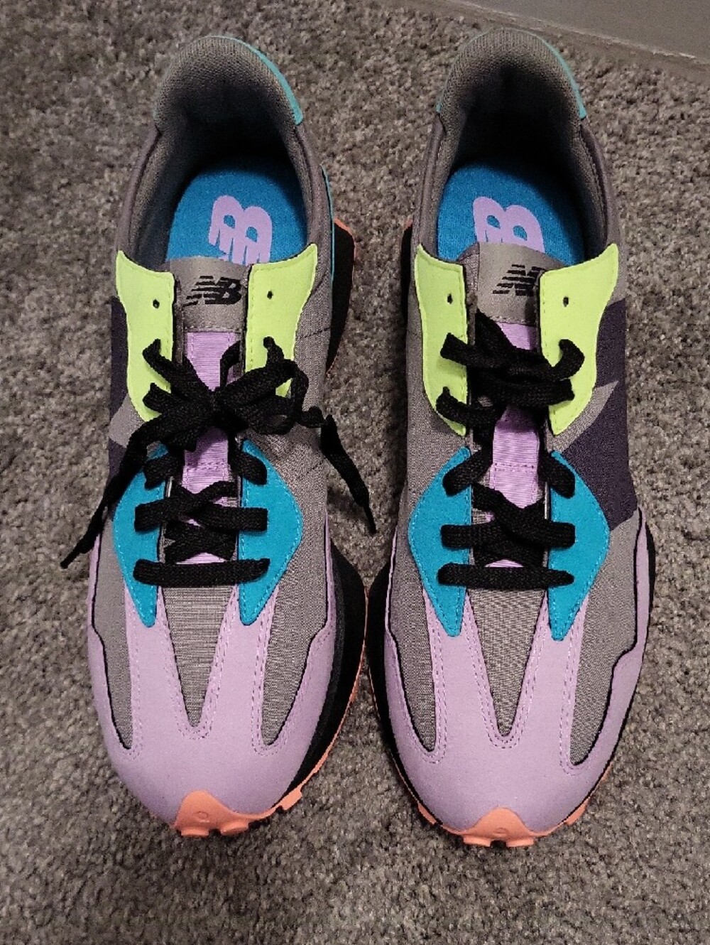 New Balance Men's 327 Colorblock Runner — Purple, Teal & Neon Accent - Picture 2 of 9